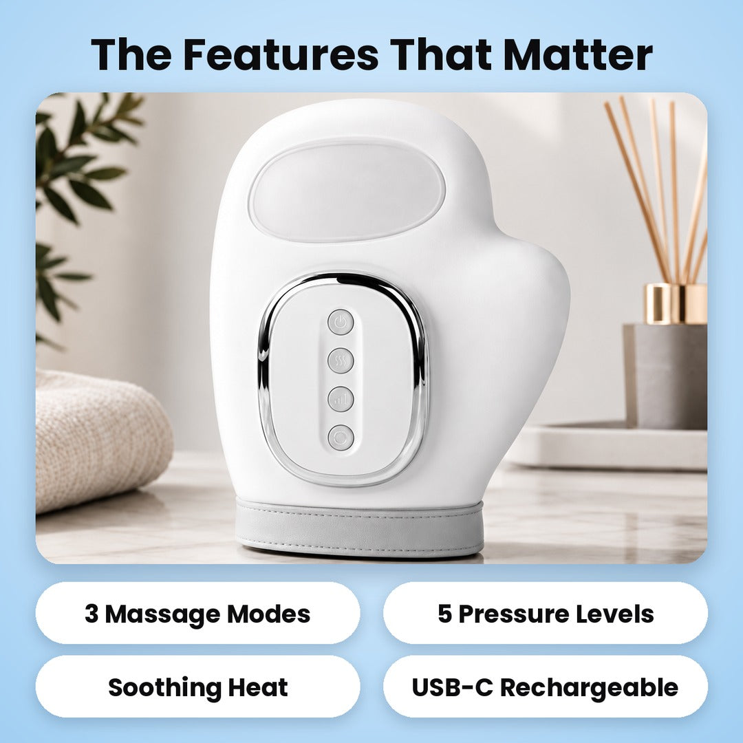 Aaslo hand massager with 3 massage modes, 5 pressure levels, heat and USB-C charging